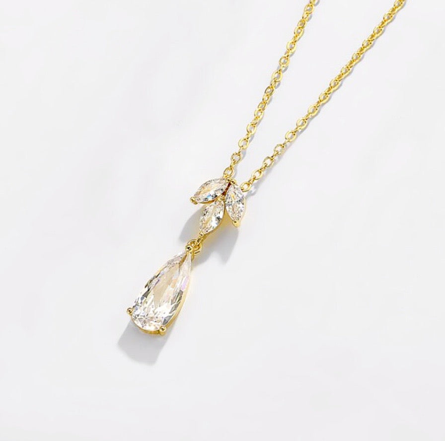 Wedding Jewelry - Cubic Zirconia Bridal Necklace - Available in Silver, Rose Gold and Yellow Gold