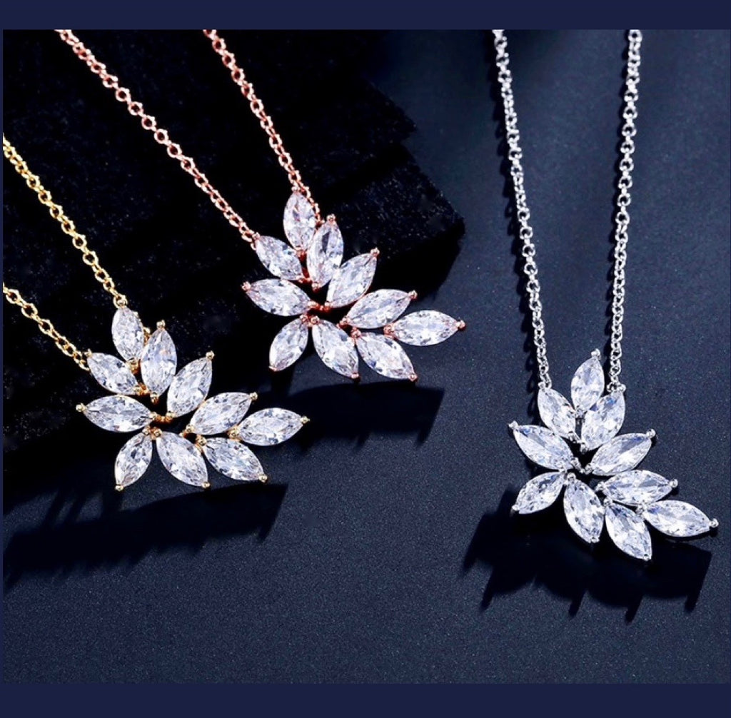 Wedding Jewelry - Silver Cubic Zirconia Bridal Necklace - Available in Silver, Rose Gold and Yellow Gold