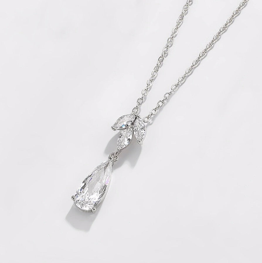 Wedding Jewelry - Cubic Zirconia Bridal Necklace - Available in Silver, Rose Gold and Yellow Gold