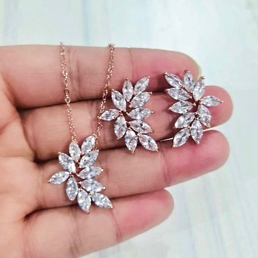 Wedding Jewelry - Cubic Zirconia Bridal Earrings - Available in Silver, Rose Gold and Yellow Gold