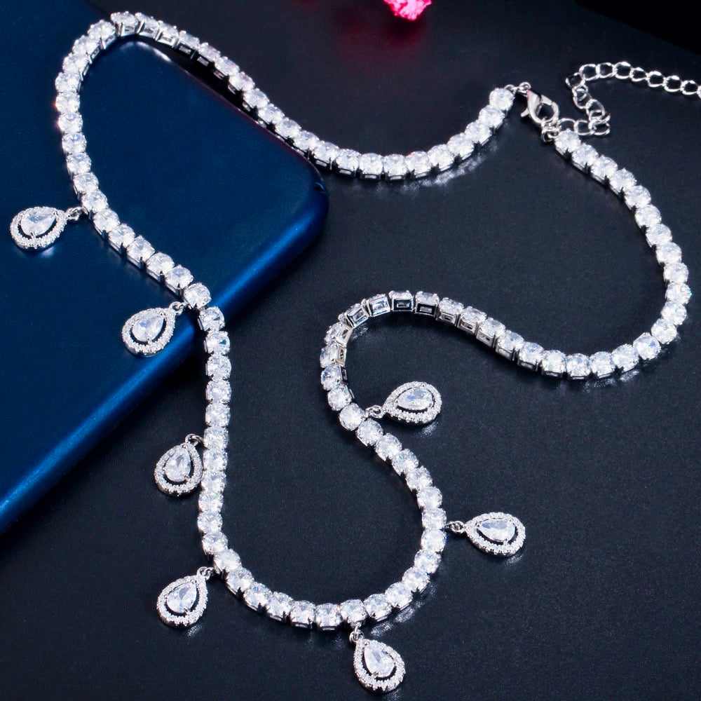 Wedding Jewelry - Cubic Zirconia Bridal Necklace - Available in Silver and Gold