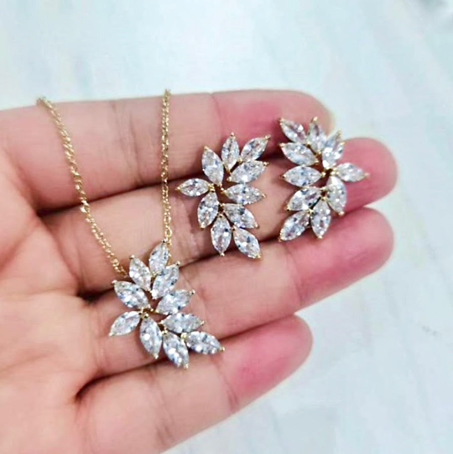 Wedding Jewelry - Cubic Zirconia Bridal Earrings - Available in Silver, Rose Gold and Yellow Gold
