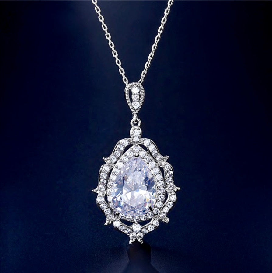 Wedding Jewelry - Cubic Zirconia Bridal Necklace - Available in Silver and Rose Gold