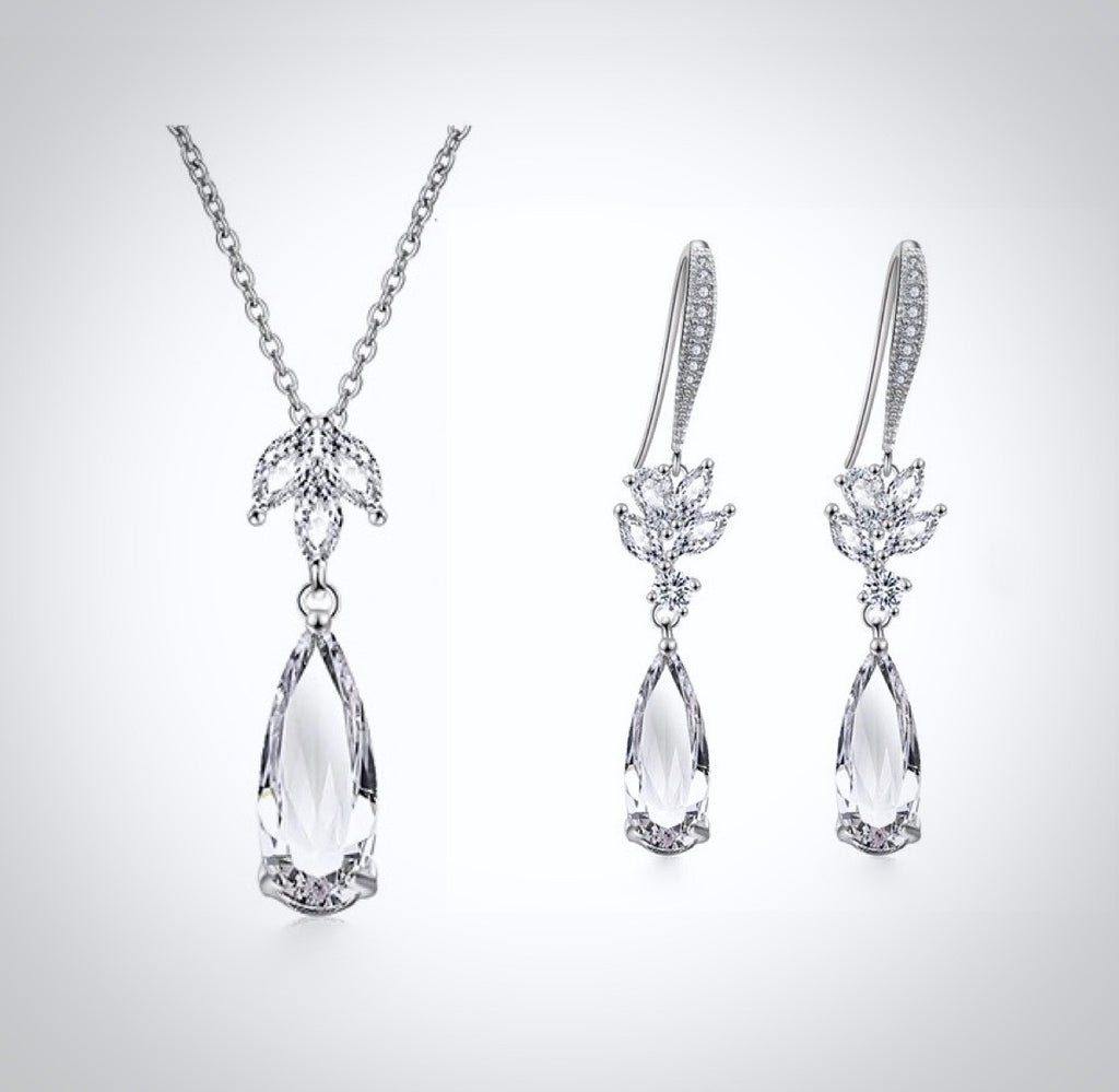 Wedding Jewelry - Cubic Zirconia Bridal Jewelry Set - Available Silver, Rose Gold and Yellow Gold