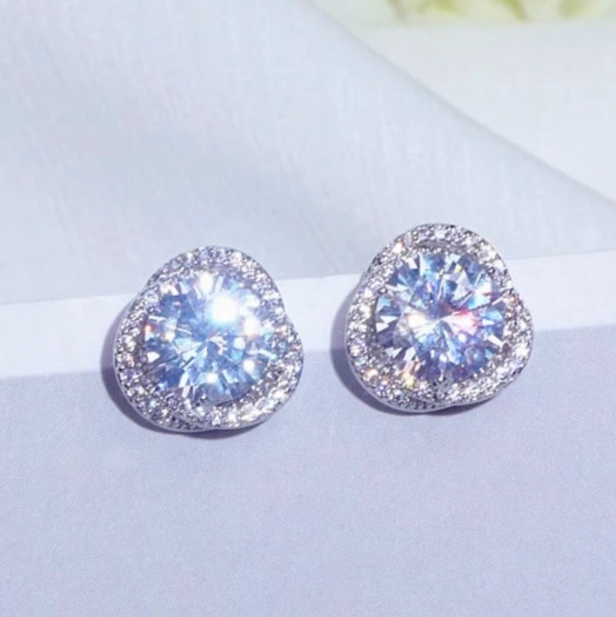 Wedding Jewelry - CZ Bridal Stud Earrings - Available in Rose Gold and Silver