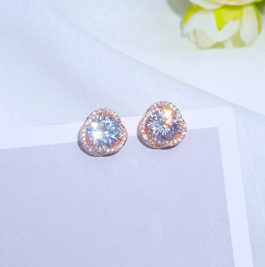 Wedding Jewelry - CZ Bridal Stud Earrings - Available in Rose Gold and Silver