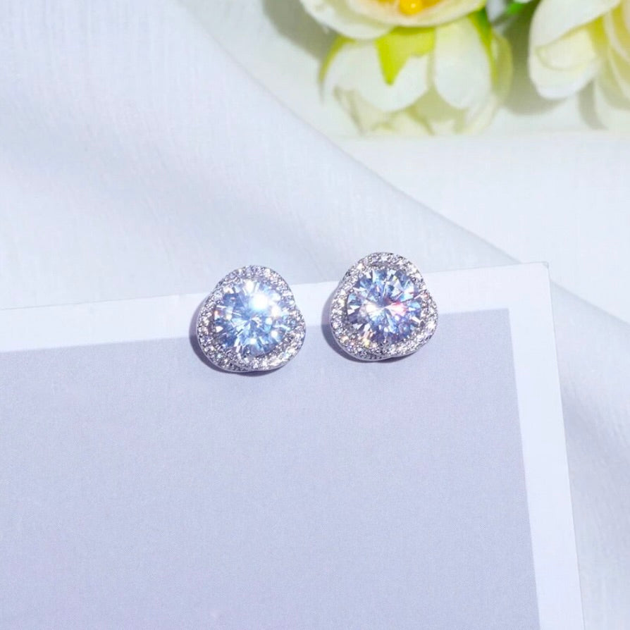 Wedding Jewelry - CZ Bridal Stud Earrings - Available in Rose Gold and Silver