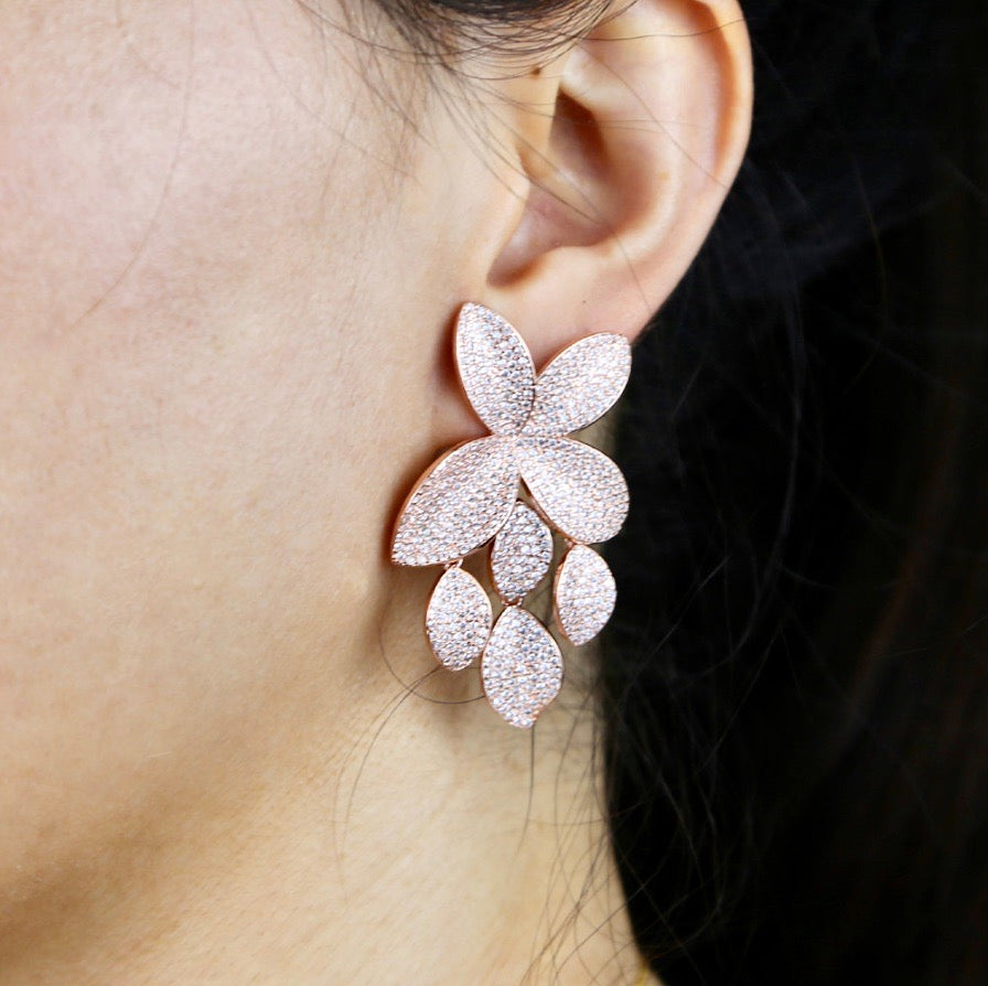 Wedding Jewelry - Cubic Zirconia Bridal Earrings - Available in Silver, Rose Gold and Yellow Gold 