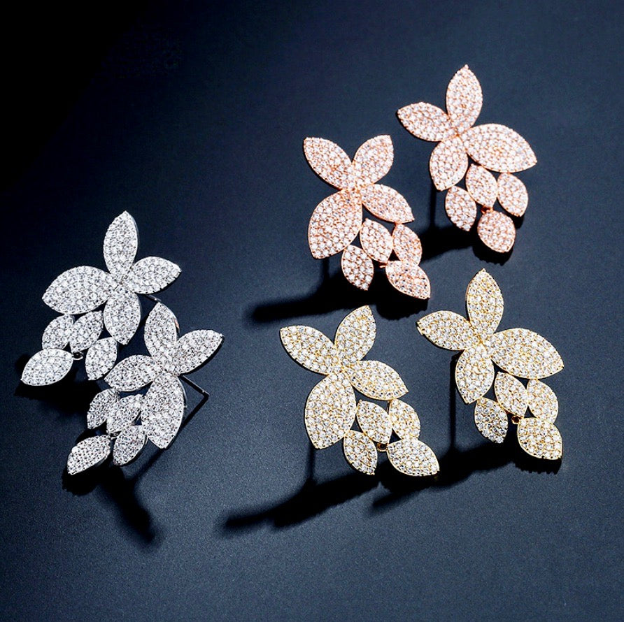 Wedding Jewelry - Cubic Zirconia Bridal Earrings - Available in Silver, Rose Gold and Yellow Gold 