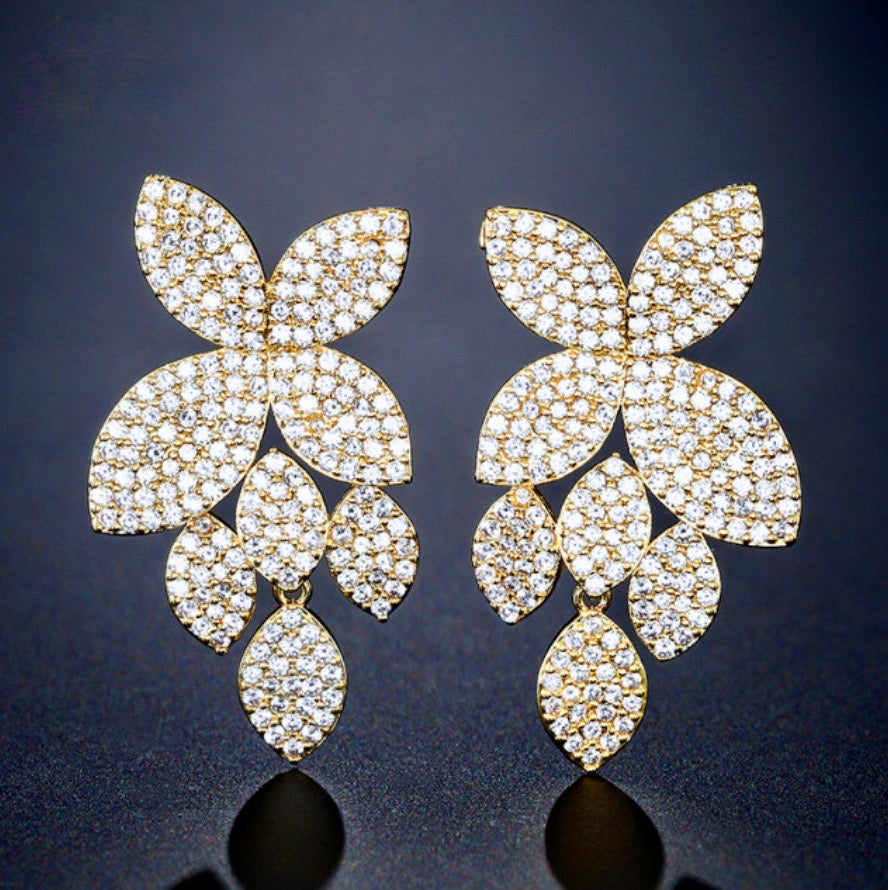 Wedding Jewelry - Cubic Zirconia Bridal Earrings - Available in Silver, Rose Gold and Yellow Gold 