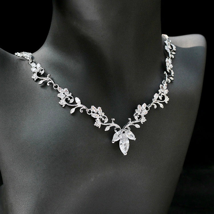 Wedding Jewelry - Silver Cubic Zirconia Bridal Jewelry Set