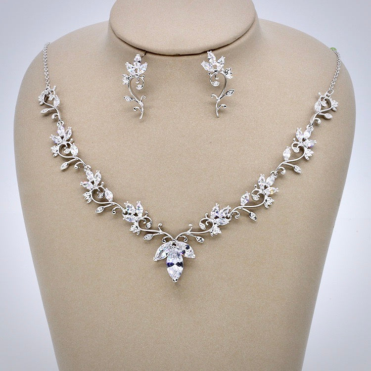 Wedding Jewelry - Silver Cubic Zirconia Bridal Jewelry Set