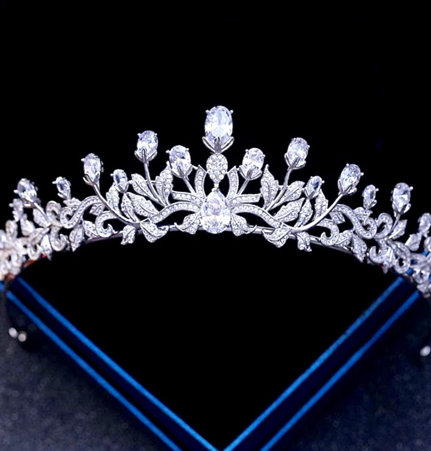 Wedding Hair Accessories - Silver Cubic Zirconia Bridal Tiara