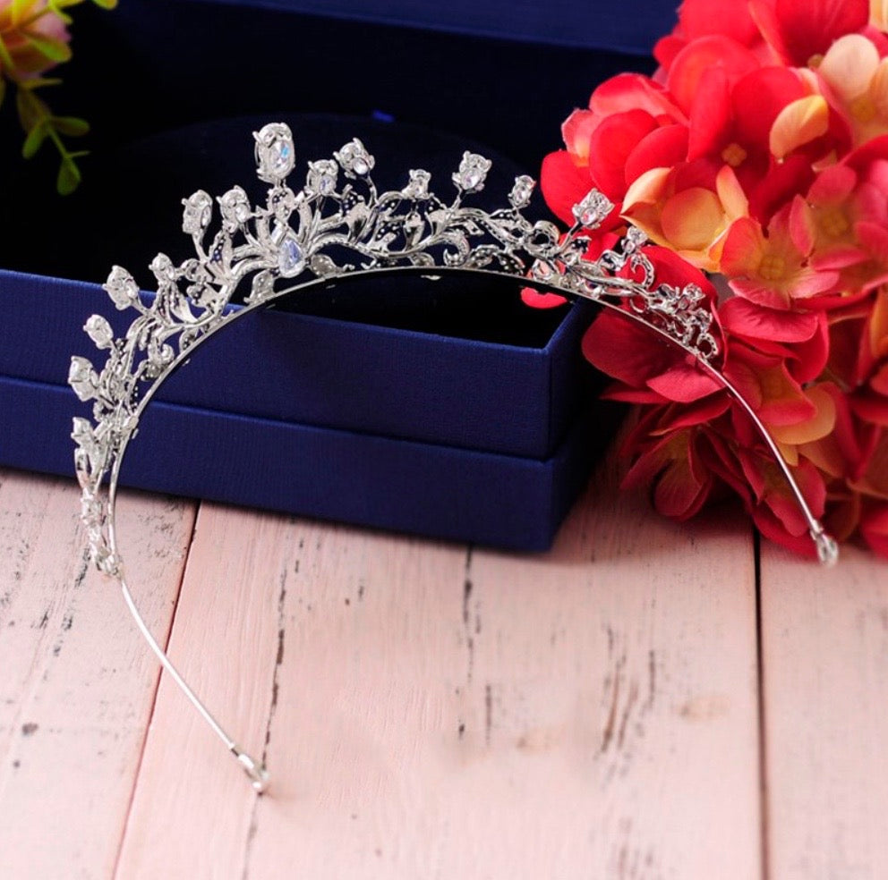 Wedding Hair Accessories - Silver Cubic Zirconia Bridal Tiara