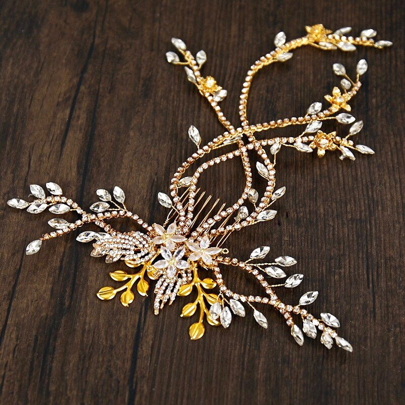 Wedding Hair Accessories - Cascading Crystal Bridal Hair Comb / Hair Vine- Available in Silver and Gold