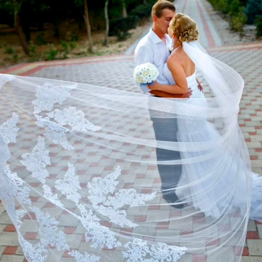 Wedding Veil - Lace Edge Cathedral Length Bridal Veil