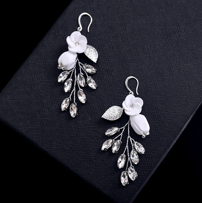 "Remy" - Bohemian Ceramic Flowers Bridal Earrings