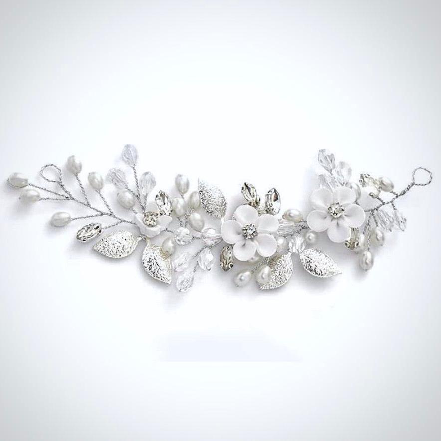 Wedding Hair Accessories - Ceramic Flowers Short Hair Vine