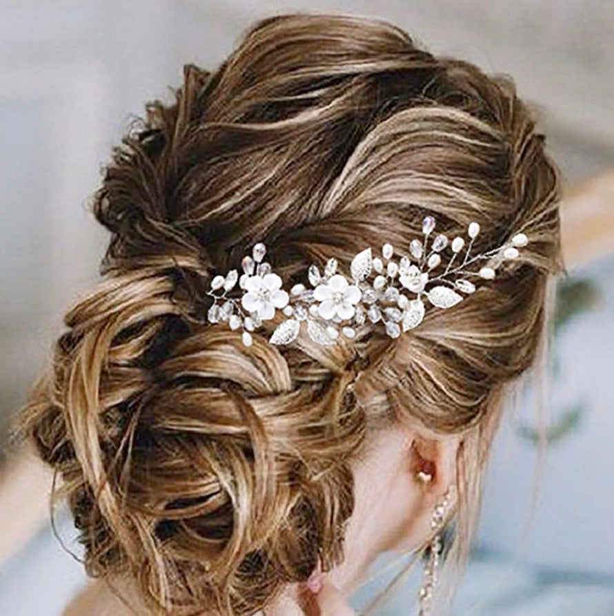 Wedding Hair Accessories - Ceramic Flowers Short Hair Vine