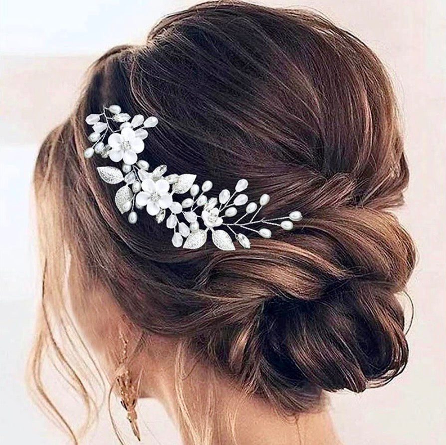 Wedding Hair Accessories - Ceramic Flowers Short Hair Vine