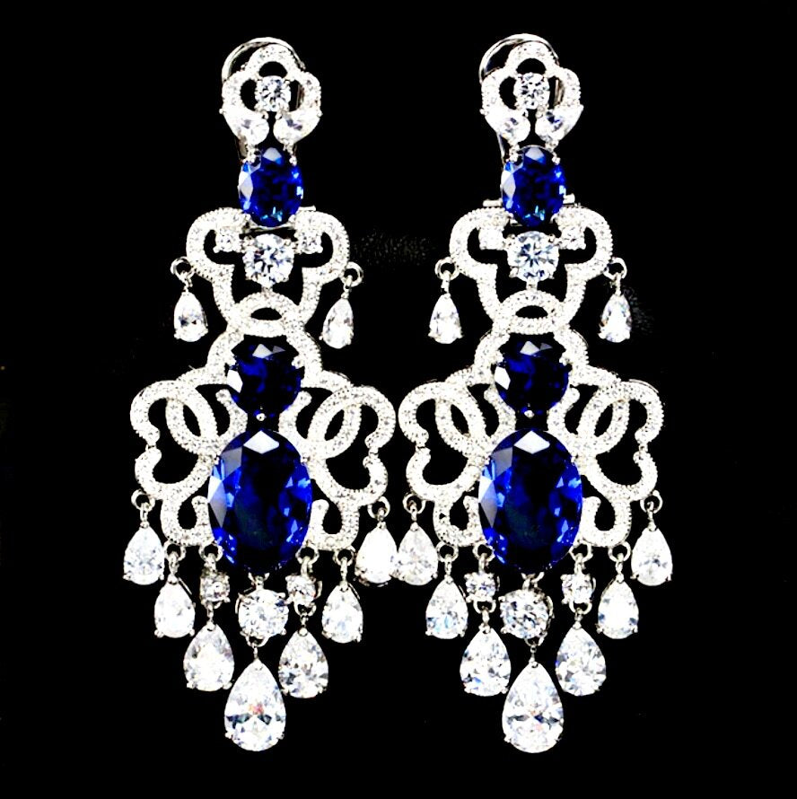 Wedding Jewelry - Chandelier Cubic Zirconia Bridal Earrings