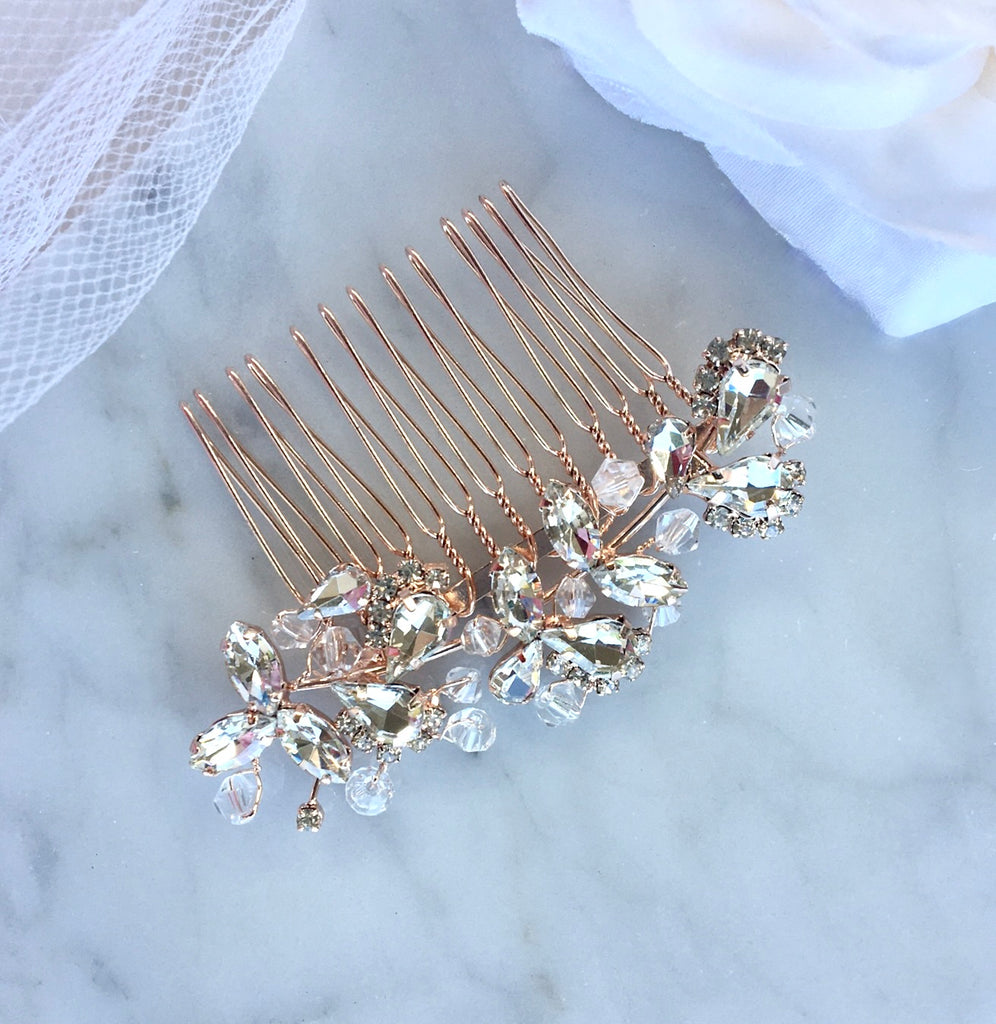 Wedding Hair Accessories - Crystal Bridal Hair Comb - Available in Silver, Rose Gold and Yellow Gold