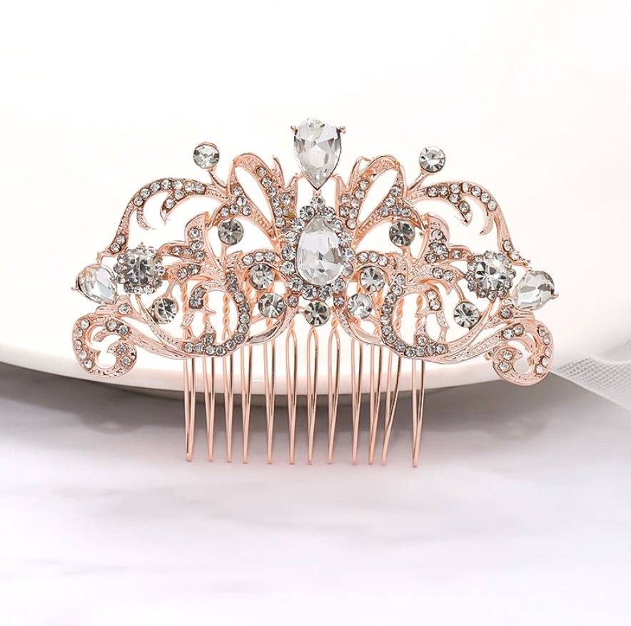 Wedding Hair Accessories - Crystal Bridal Hair Comb - Available in Rose Gold, Yellow Gold and Silver