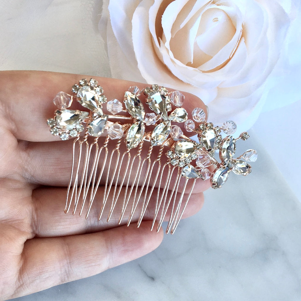 Wedding Hair Accessories - Crystal Bridal Hair Comb - Available in Silver, Rose Gold and Yellow Gold