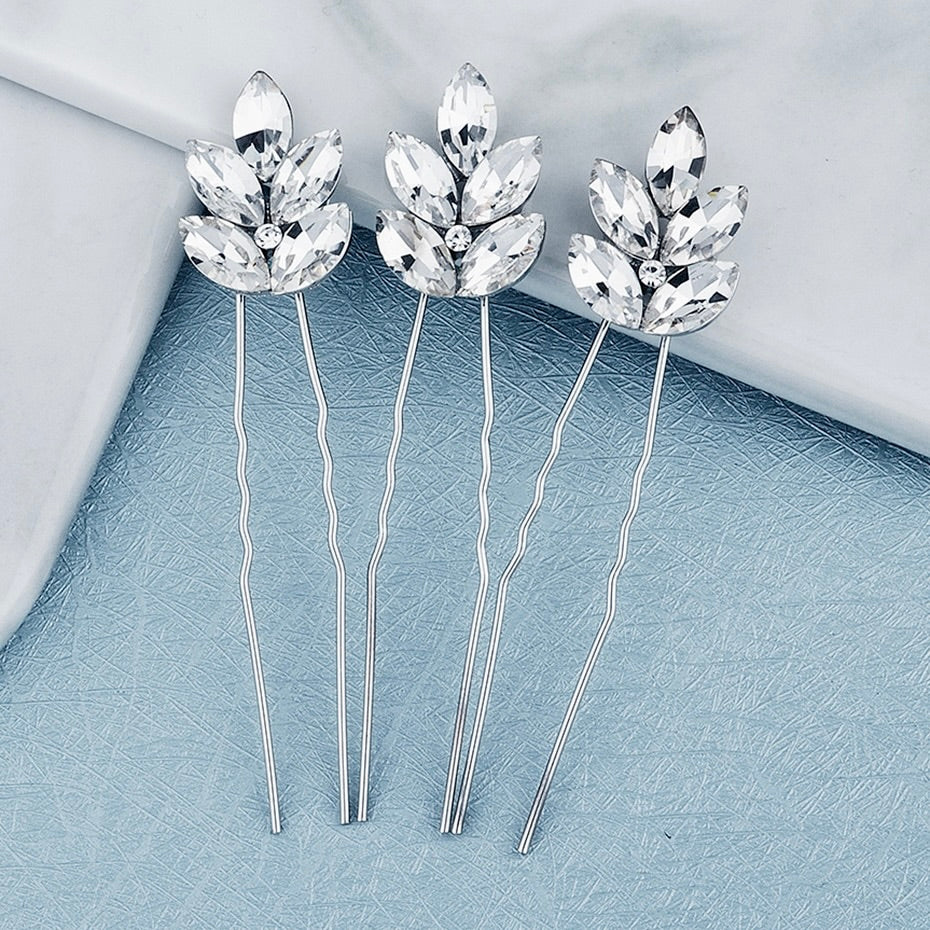 Bridal Hair Accessories - Crystal Bridal Hair Pins - Set of 3