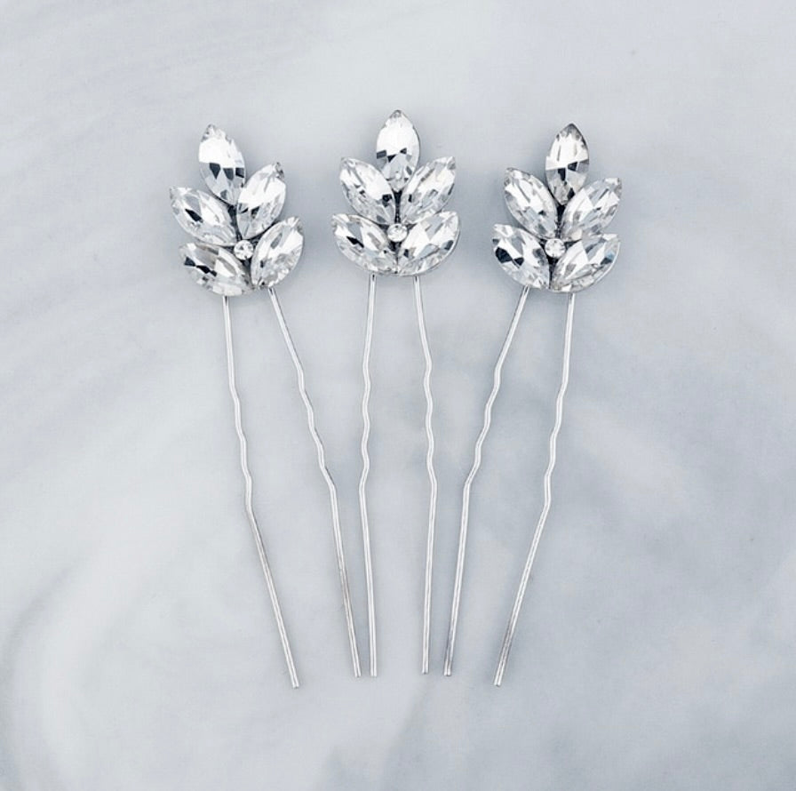 Bridal Hair Accessories - Crystal Bridal Hair Pins - Set of 3