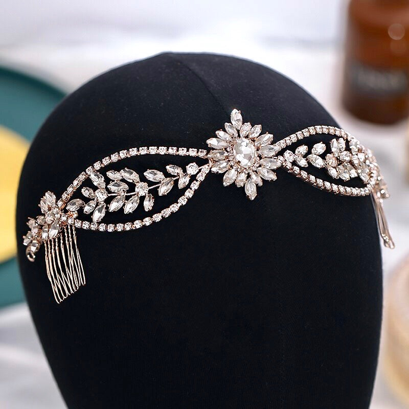Wedding Hair Accessories - Crystal Bridal Headband / Hair Vine - Available in Silver, Rose Gold and Yellow Gold