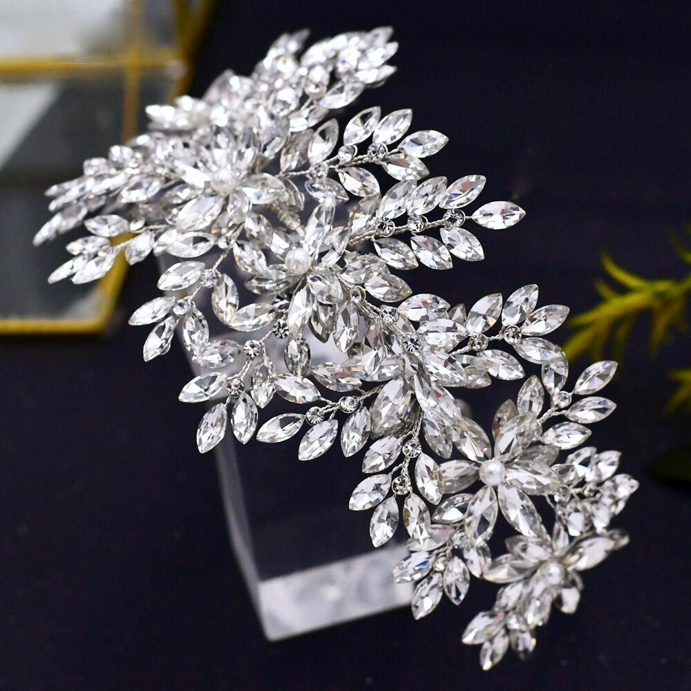 Wedding Hair Accessories - Silver Crystal and Pearl Bridal Hair Vine