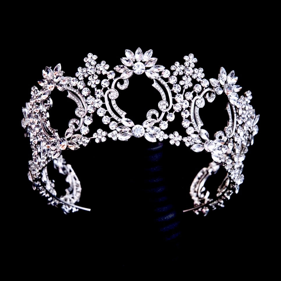 Wedding Hair Accessories -  Pearl and Crystal Bridal Tiara - Available in Yellow Gold and Silver