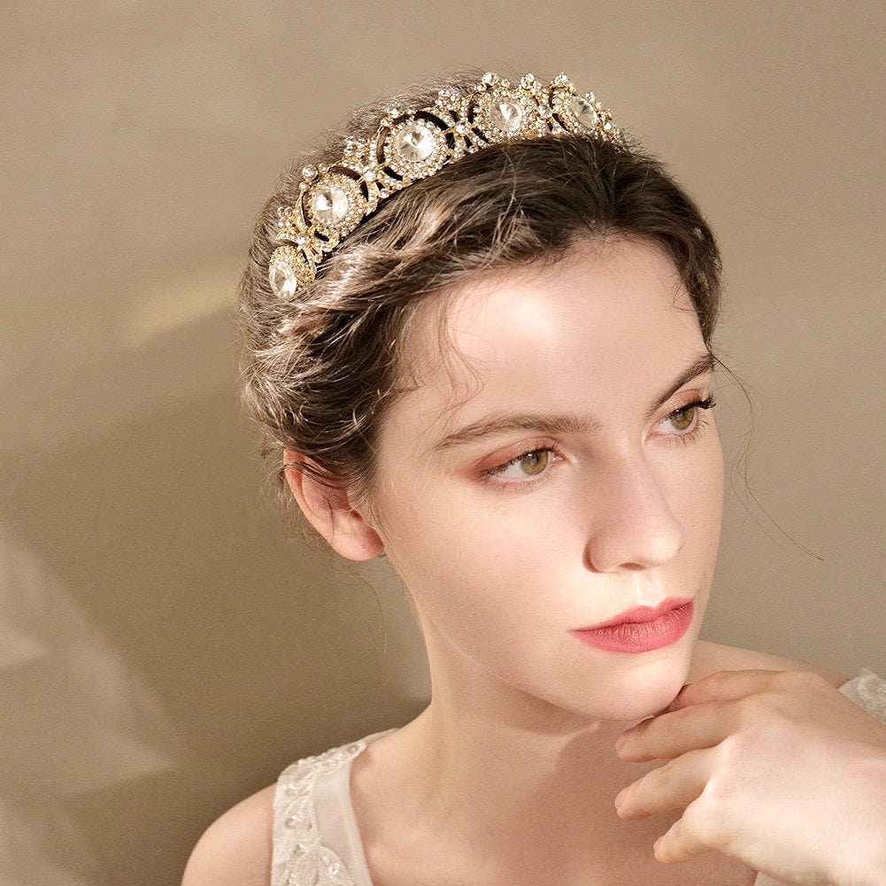 Wedding Hair Accessories - Rhinestone Bridal Tiara - Available in Rose Gold and Silver