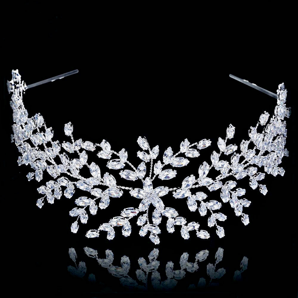 Wedding Hair Accessories - Silver Cubic Zirconia Bridal Headband