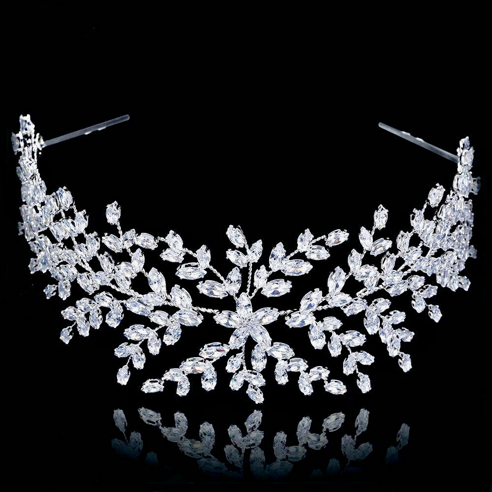 Wedding Hair Accessories - Silver Cubic Zirconia Bridal Headband