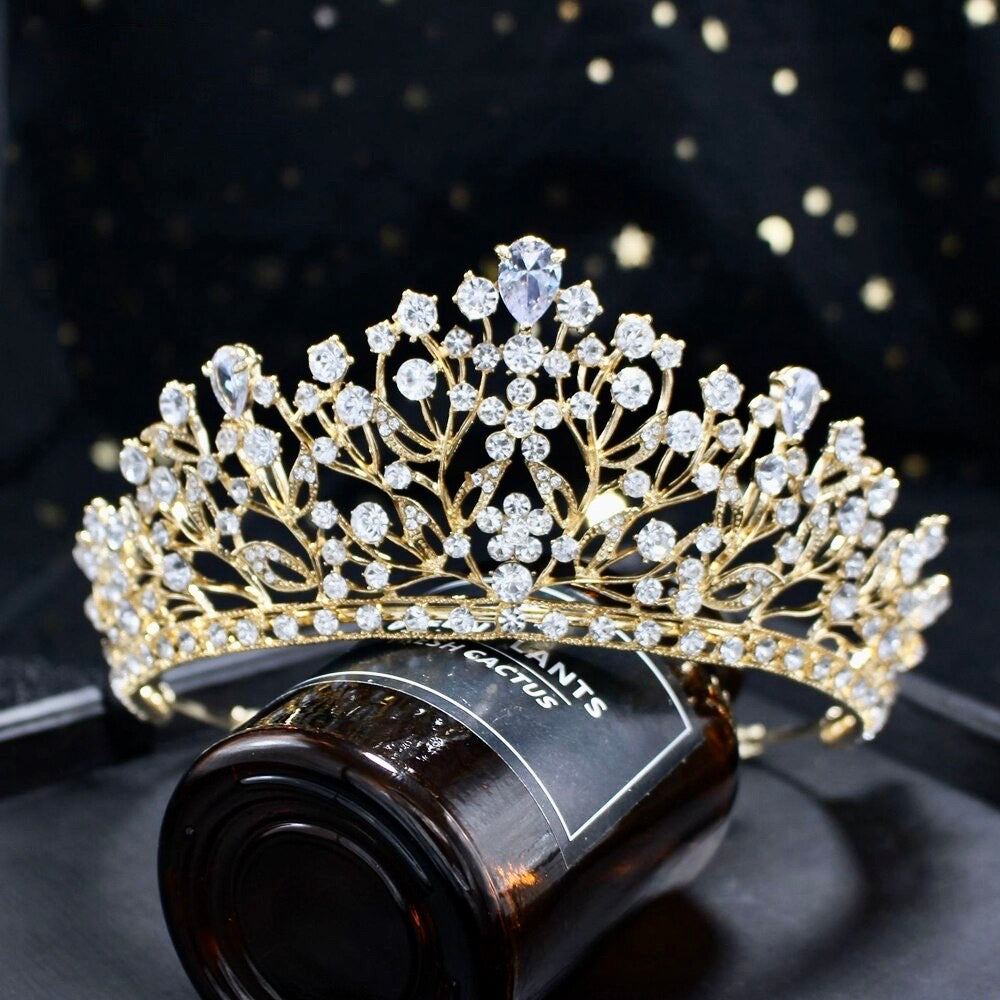 Wedding Hair Accessories - Cubic Zirconia Bridal Tiara - Available in Silver, Yellow Gold and Rose Gold