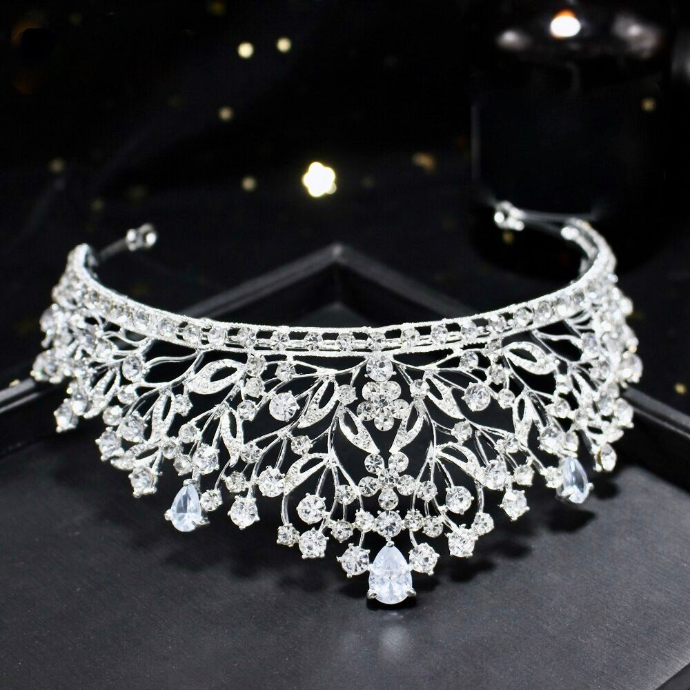 Wedding Hair Accessories - Cubic Zirconia Bridal Tiara - Available in Silver, Yellow Gold and Rose Gold