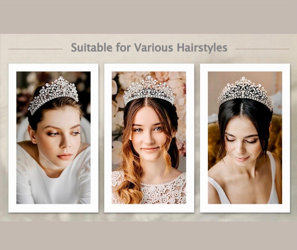 Wedding Hair Accessories - Cubic Zirconia Bridal Tiara - Available in Silver, Yellow Gold and Rose Gold