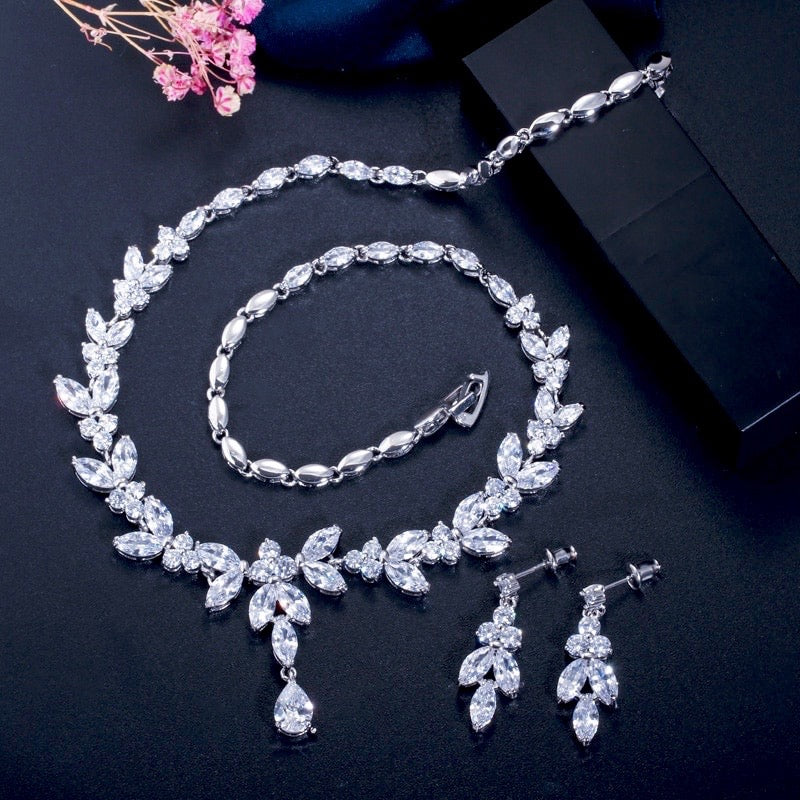 Wedding Jewelry - Cubic Zirconia Bridal Jewelry Set - Available in Silver, Yellow Gold and Rose Gold