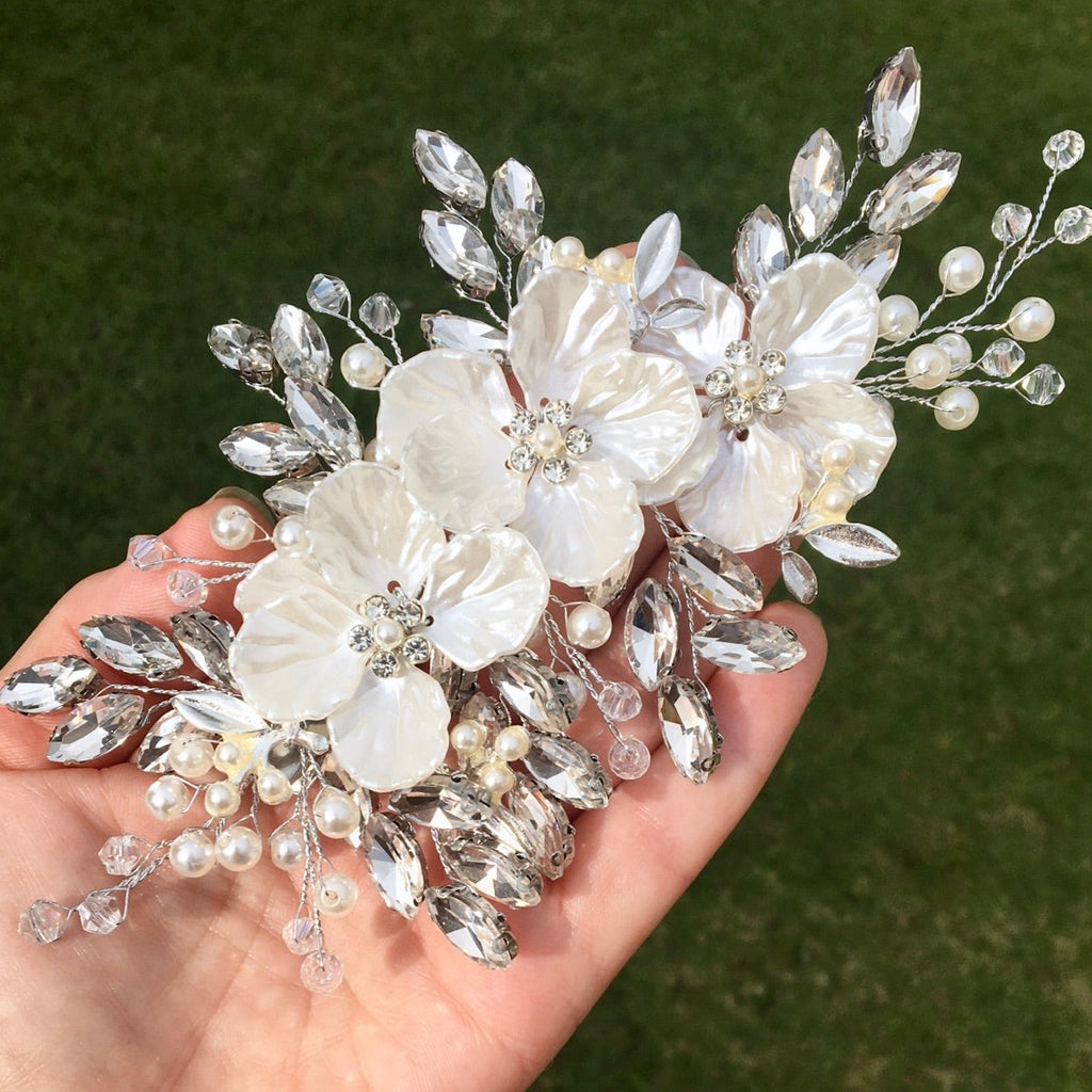 Wedding Hair Accessories - Pearl and Crystal Bridal Hair Clip/Vine