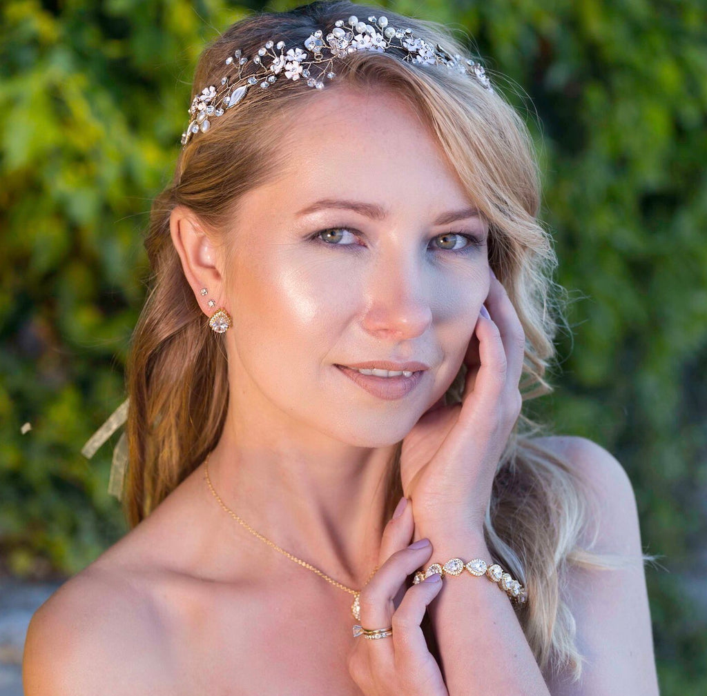 Wedding Hair Accessories - Pearl and Crystal Bridal Headband - Available in Silver, Rose Gold and Yellow Gold