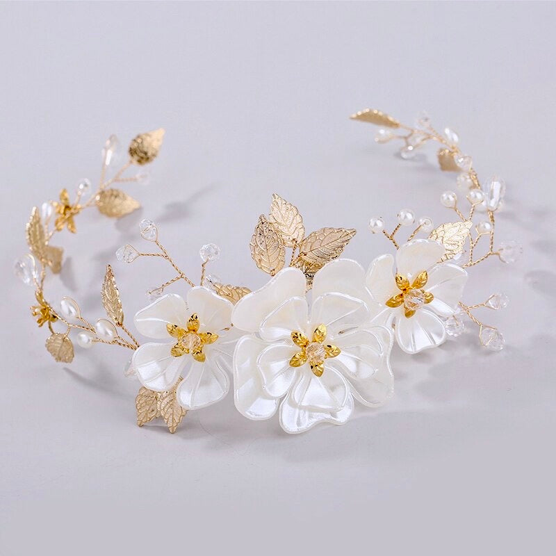 Wedding Hair Accessories - Floral Wedding Headband - Available in Silver and Gold