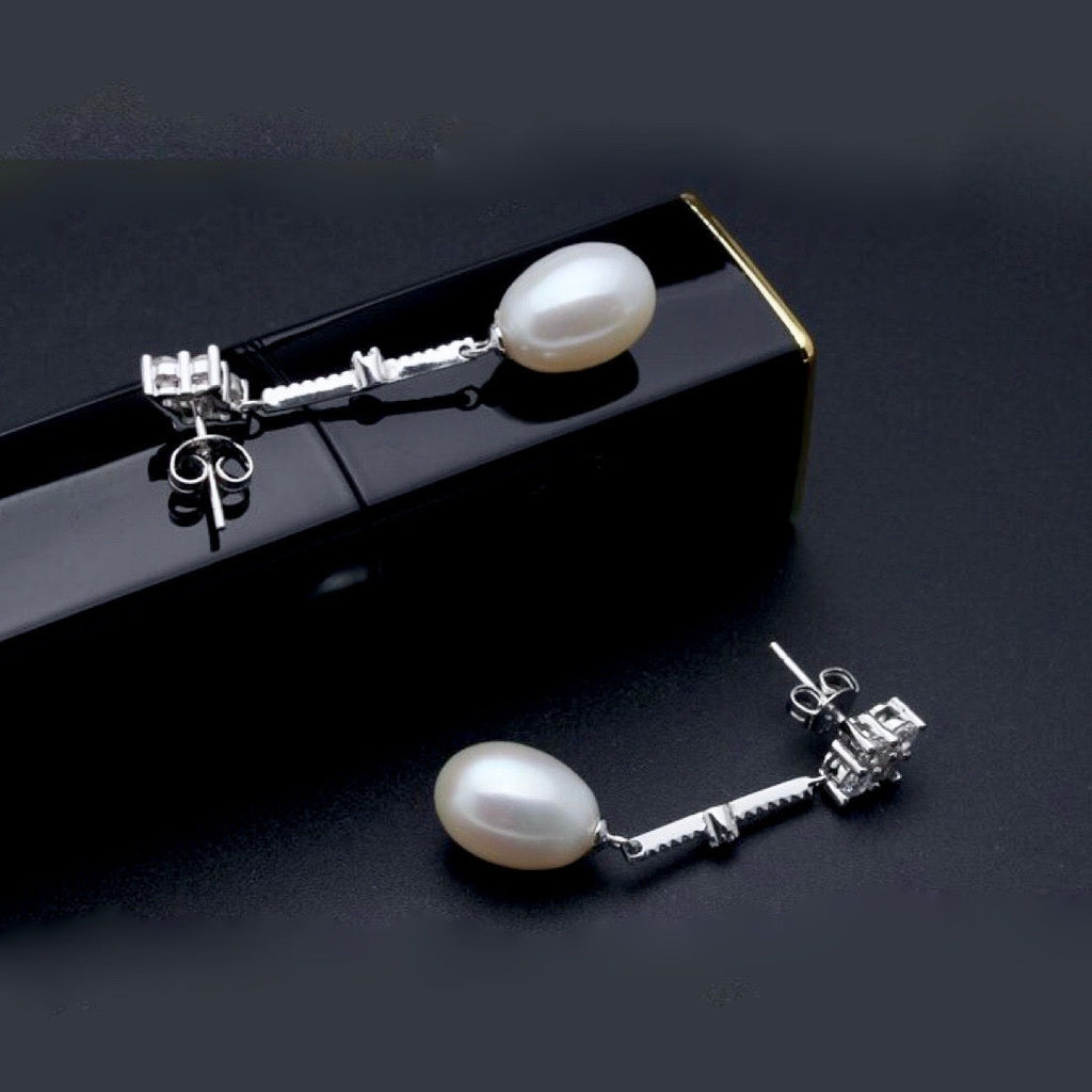 Wedding Pearl Jewelry - Freshwater Pearl Sterling Silver Bridal Earrings
