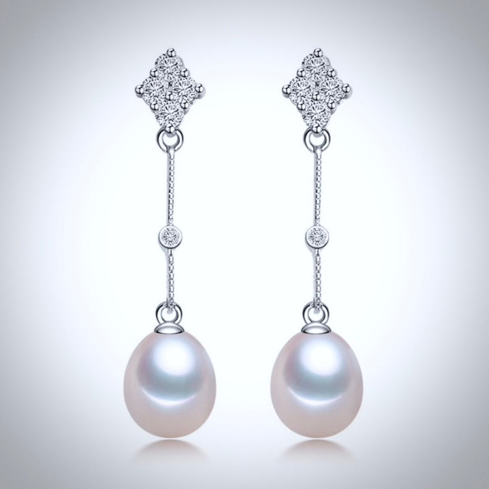 Wedding Pearl Jewelry - Freshwater Pearl Sterling Silver Bridal Earrings