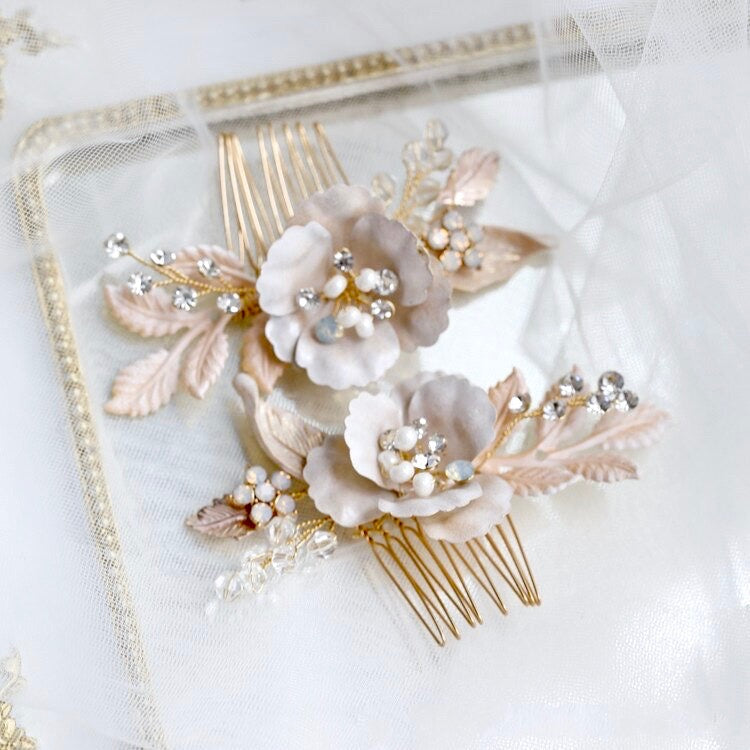 Wedding Hair Accessories - Bohemian Gold Bridal Hair Comb Set