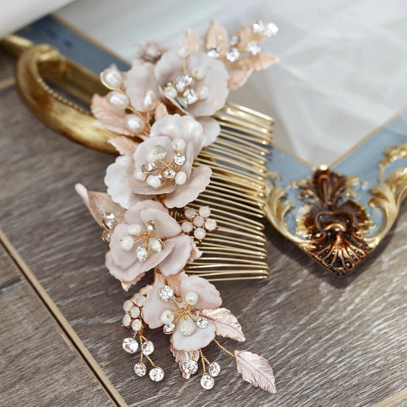 Wedding Hair Accessories - Bohemian Gold Bridal Hair Comb Set