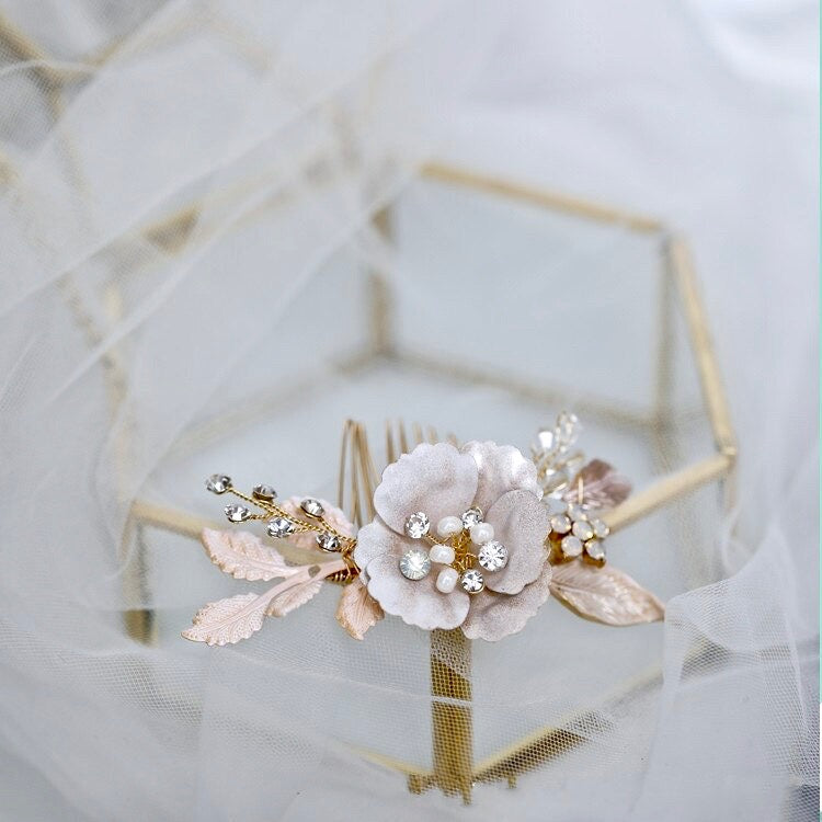 Wedding Hair Accessories - Bohemian Gold Bridal Hair Comb Set