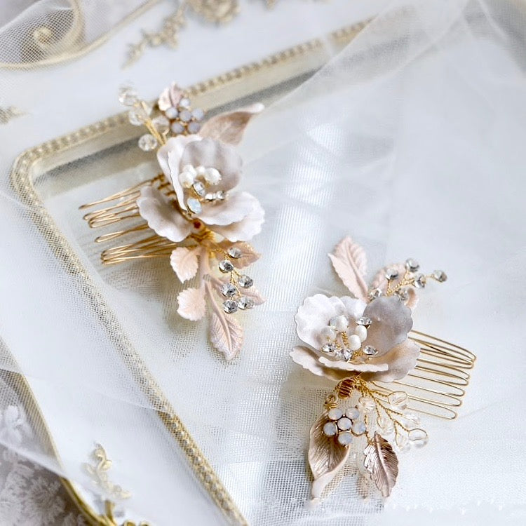 Wedding Hair Accessories - Bohemian Gold Bridal Hair Comb Set