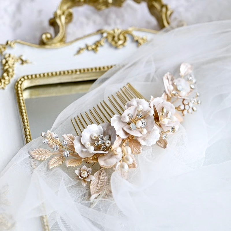 Wedding Hair Accessories - Bohemian Gold Bridal Hair Comb Set